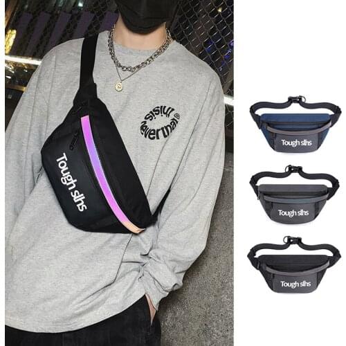 2021 New Unisex Chest Bag Reflective Stripe Crossbody Bags At Night Running Chest Pouch Men Hip Hop Belt Pack Trend Waist Pack
