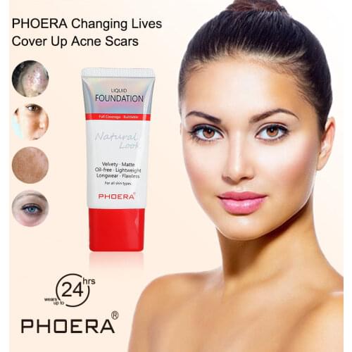 PHOERA 30ml Perfect Matte Liquid Foundation 24 Hours Long Wear Oil Control Concealer Liquid Base Cream for Woman Makeup TSLM2