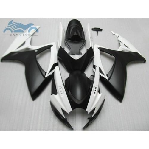 Custom Injection Fairing for Suzuki GSXR 600 2006 2007 GSXR600 750 ABS motorcycle fairings kit GSXR750 K6 06 07 white black set