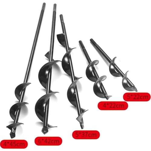 Planting Auger Spiral Hole Drill Bit For Garden Yard Earth Bulb Planter Steel Black Power Tool Parts 4/5/6*22mm 4*45mm 5*37mm