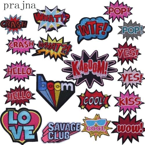 Prajna Cool Letter Patches Iron Patch Letter Applique For Clothes Stripe Sewing Cheap Ironable Embroidered Patch Slogan Badge