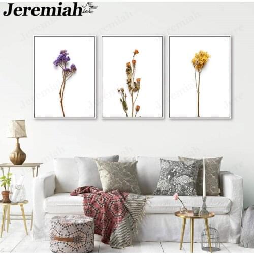 Simple Plant Canvas Poster Single Bunch of Flower Painting Wall Art Nordic Living Room Home Decoration Accessories