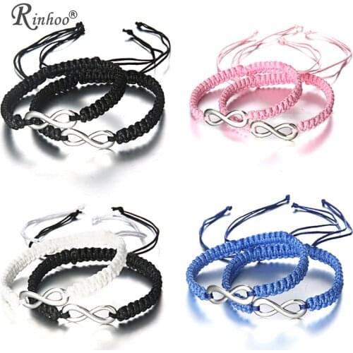 RINHOO 2pcs Infinity Couples Bracelet Set Friendship Bracelet Set Infinity Love Handmade Bracelet Set Infinity Jewelry