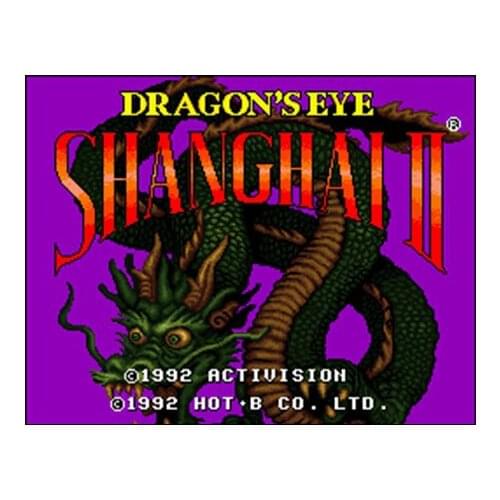 Shanghai II - Dragons Eye NTSC Version 16 Bit 46 Pin Big Gray Game Card For USA Game Players