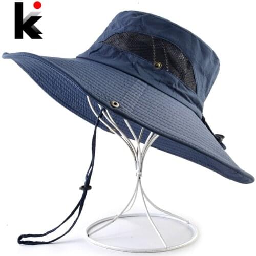 Summer Sun Protection Hat For Men Beach Wide Brim Sun Bob Cap Solid Color Bucket Cap Women Outdoor Unti-UV Fishing Hiking Gorras