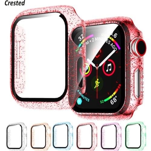 Glass+Cover For Apple Watch case 44mm 40mm 42mm 38mm Accessories Jelly bumper iWatch Screen Protector apple watch series 5 4 3