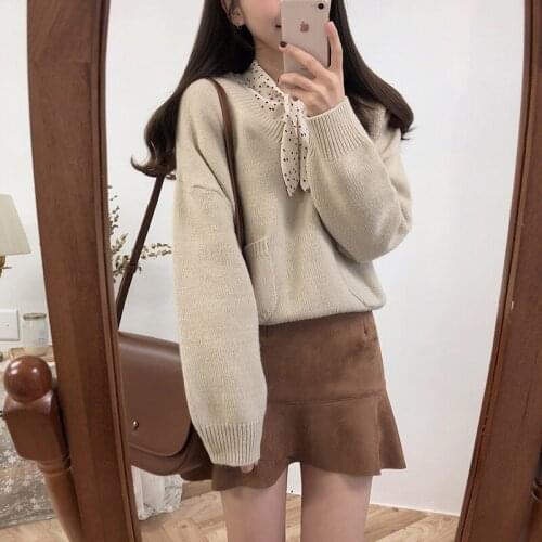 Womens Sweaters Japanese Kawaii Ulzzang Vintage Casual Lazy Loose Ins Sweater Female Korean Harajuku Clothing For Women