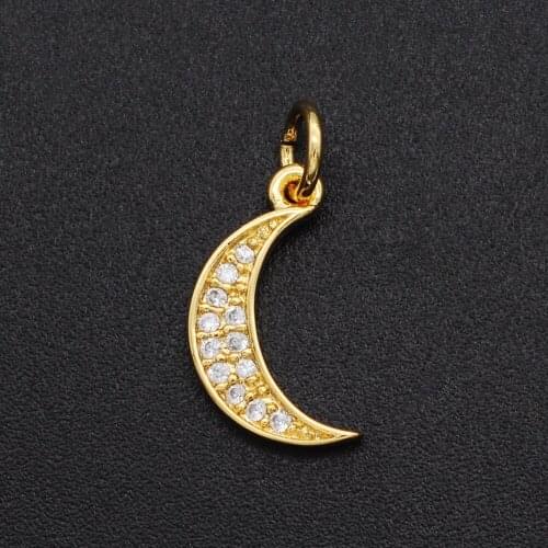 8x14mm CZ Zircon DIY Jewelry Moon Charm Pendant Wholesale Bracelet Making Charm Fashion Jewellery Pendants Jewellery Accessories