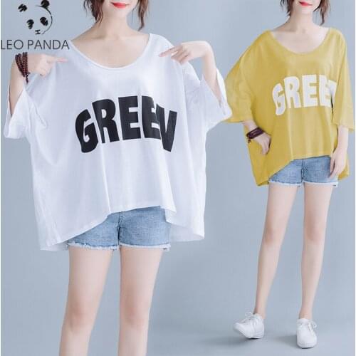 2020 Summer Woman Batwing Sleeve T-shirt Korean t-shirt Cotton Loose Tees Short Sleeve Top Plus size 5XL 6XL