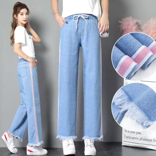 Woman Jeans Pants Loose Denim Pants Autumn Winter Elastic Waist Straight Long Pants Pantalones Vaqueros Mujer