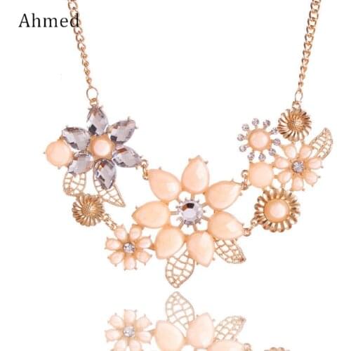 Ahmed Jewelry Fashion Gem Flower Necklace Choker Necklaces Statement 2017 New For Woman Free Shipping