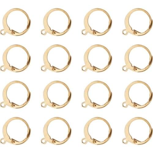 100pcs 304 Stainless Steel Leverback Earring Findings with Loop for DIY Jewelry Making 14.5x12mm Hole: 1mm Pin: 0.8x1mm