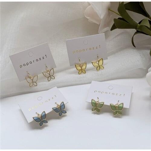 Korean Temperament, Simple, Fresh, Transparent, Colorful Butterfly Earrings for Women Jewelry