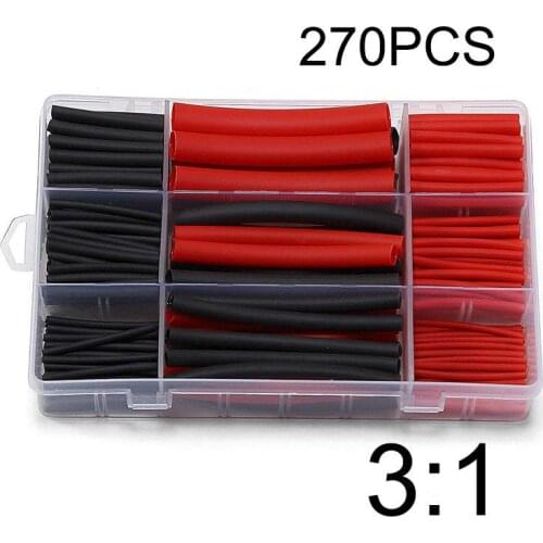 270Pcs 6 Size kit shrinkable tube 3:1 Shrink Ratio Dual Wall Adhesive Lined Heat Shrink Tubing Tube 6 Size kits