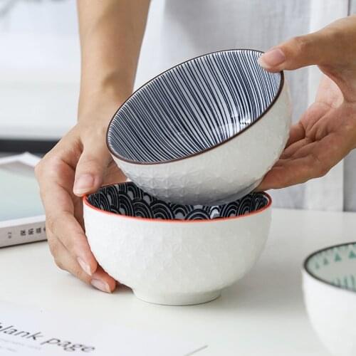5 Inch Rice Bowl Premium Ceramic Tableware Relief Underglaze Support Oven Dishwasher CZY1033