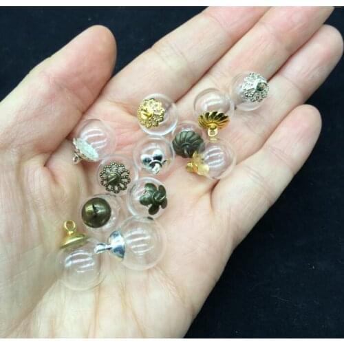 5set 12*3mm Transparent glass globe bubble DIY jewelry Glass vial pendant necklace pendant glass bottle dome cover locket charms