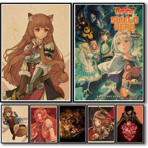 50 Designs Anime The Rising of The Shield Hero Kraftpaper Poster Protagonist Artwork Fancy Wall Sticker for Coffee House Bar