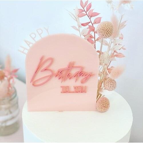 DIY Happy Birthday Acrylic Cake Toppers Pink Letters Baking Cake Decorations Supplies for Kids Birthday Party Cupcake Topper New