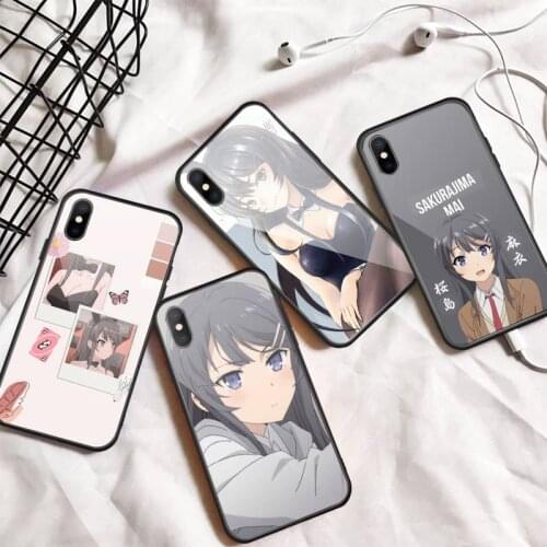 Sakurajima Mai Anime Phone Case Tempered glass For iphone 5C 6 6S 7 8 plus X XS XR 11 PRO MAX
