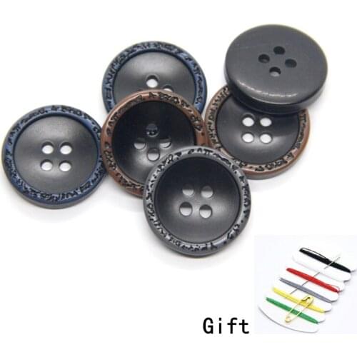 15-25mm Big Black Coat Buttons For Clothing Man Suit Sweater Fashion Decorative 4 Holes Handmade DIY Accessories Wholesale