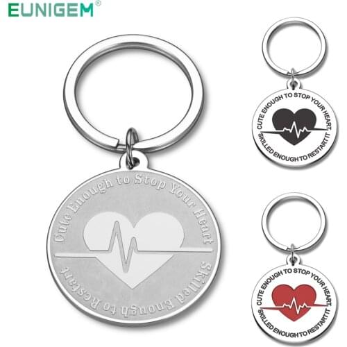 Nurse Keychain Nursing Stethoscope Jewelry Nurse Gifts for Nurse RN Cute Enough to Stop Your Heart Skilled Enough to Restart It