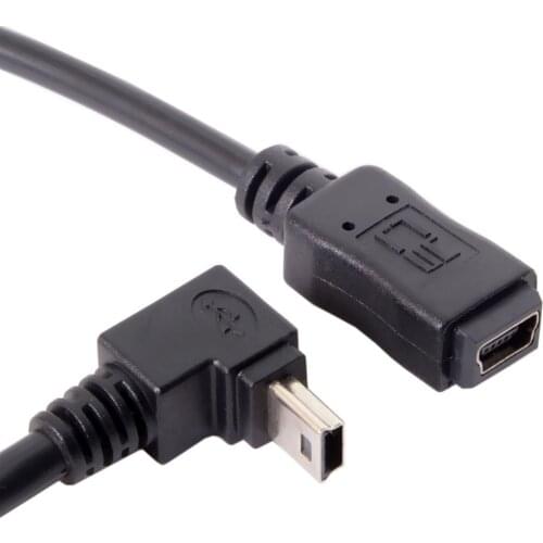 Cablecc GPS Mini USB B Type 5P 90D Up Direct Angled Male to Female Extension Cable 20cm