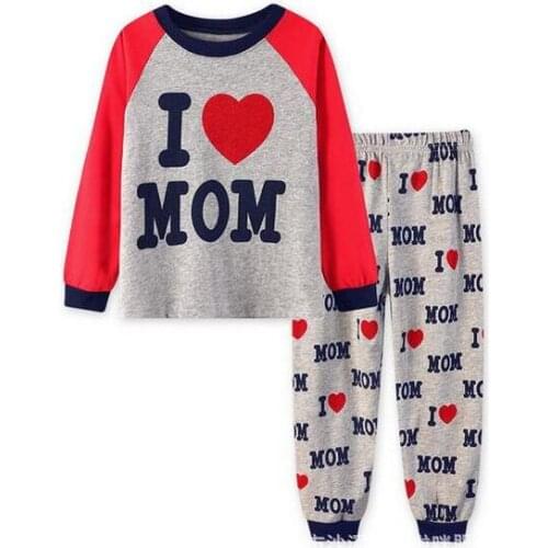 Baby Splicing Long Sleeve Cotton Mom Dad Cotton Pijamas Girls Pajamas Sets Kids Pyjamas T-Shirts+Trousers Pajama 2-8Years