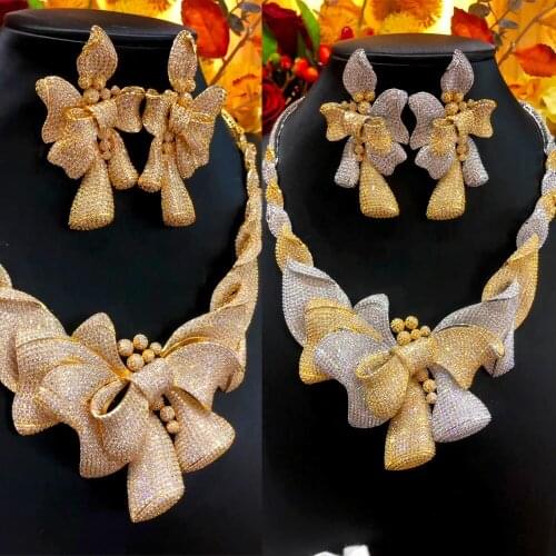 KellyBola Exclusive High Quality Ladies Wedding Luxury Zircon Necklace Bracelet Earring Ring Fashion Exquisite Flower Jewelry