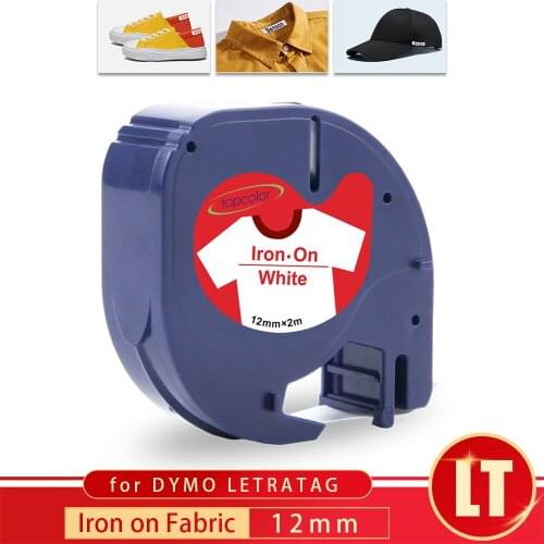 Topcolor LT 18777 12mm*2m Label Tape Iron on Fabric Compatible Dymo Label Maker Letratag LT-100H QX50 Red on White 18779 18776