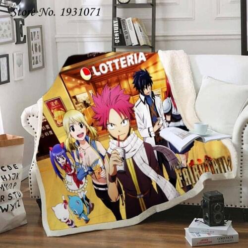 Anime FAIRY TAIL 3D Printed Fleece Blanket for Beds Thick Quilt Fashion Bedspread Sherpa Throw Blanket Adults Kids 07