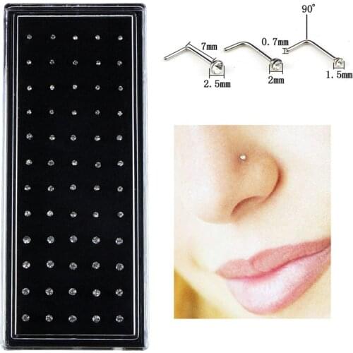 60pcs/set Punk Titanium Opal Stone Piercings Nostril Nose Ring Nose Studs Septum Ring Nez Earring Gauges Septo Earrings Piercing