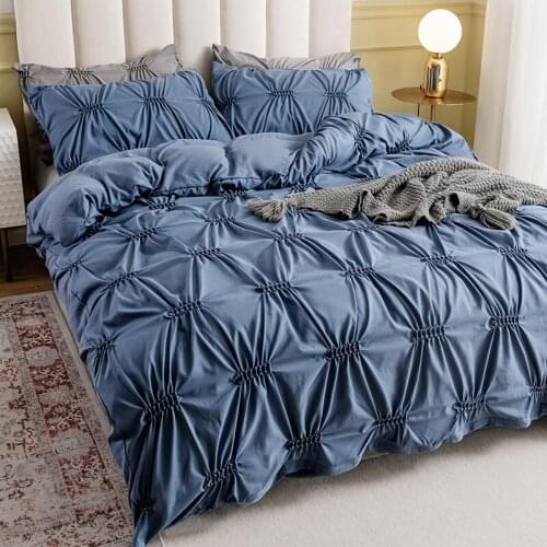 Pinch Pleat Bedding Set 3D Duvet Cover For Home Twin Size Bed 2 People Pillowcase King Bedspread 135 Single Textile Luxury
