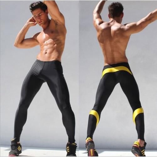 XB8 men fitness running tights pants sexy low waist patchwork color sports trousers outdoor gym workout pants male sweatpants