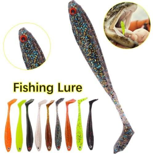 1PCS Flash T-tail Soft Lure Bait 5g/8.4cm Silicone Lure Bait Outdoor Fishing Simulation Fake Bait Rock-tailed Fish Bait Dropship