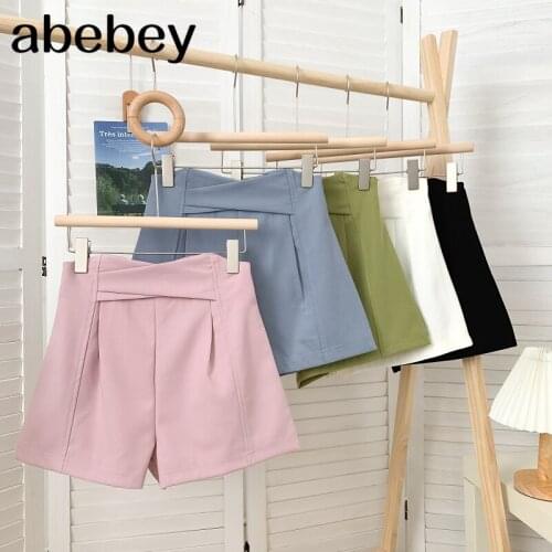 2021 New Summer Fashion All-match solid cross design Shorts high waist slim casual wide leg Shorts Suit Shorts
