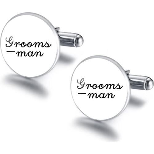 New Wedding Jewelry Groom God Father Usher Pattern Glass Cabochon Frendh Cufflinks for Shirt Mens Party Jewelry