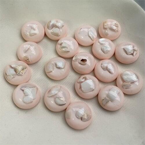 New style 50pcs/lot shell core 18mm geometry pink rounds semicircle shape beads without holes diy jewelry earring accessory