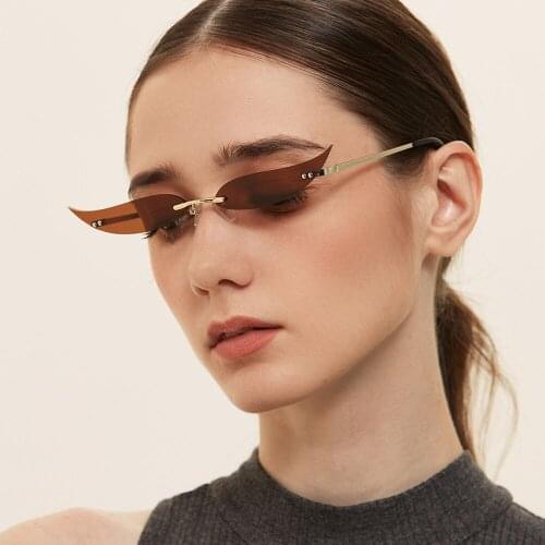 Frameless Willow Leaves Sunglasses Women Metal Sun Glasses Fashion Solid Color Ocean Lens Eyewear Party Uv400 Lunette De Soleil