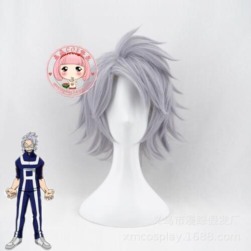 2019 New My Hero Academia Boku Iron Zhecher Iron Cosplay Wig Iron- Gray Role Play Stage Synthetic Costume Hair + Wig Cap
