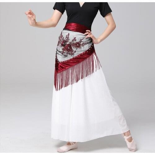 New Embroidery Belly Dance Clothes Fringes Triangle Belt Tribal Flowers Hip Scarf Belly Dance Accessories