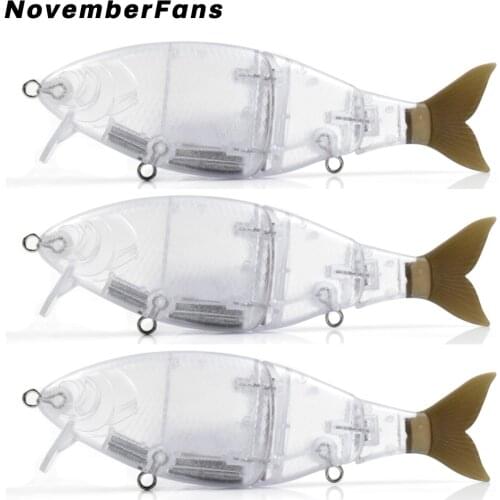 NovemberFans 17.8cm 60g Unpainted Wake Swimbait Topwater Fishing Lure Soft Tail Jointed Minnow Bass Hard Plastic Fishing Wobbler