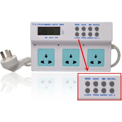 3 in 1 Programmable Digital Timer Socket LCD Power Timer Controler For Fish Aquarium Lighting Heater Filter Air Pump Dosing Pump