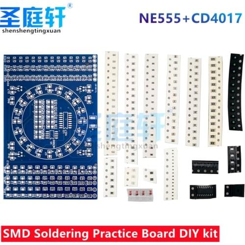 SMD NE555 CD4017 Flashing Rotating LED Components Welding Practice Board Skill Electronic Circuit Training Kit