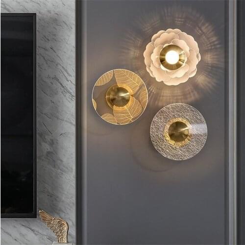 Modern Acrylic Wall Lamps Round Flower Led Wall Lamp Designer Creative Bedroom Bedside light Hallway Luxury Home Decor Fixtures