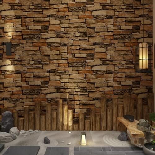 Modern TV gold backsplash kitchen Brick 3d wall paper Antique Brick Hotel Restaurant Teahouse Block brick wallpaper 3d wallpaper