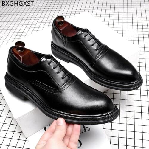 Black Dress Shoes Mens Fashion Designer Oxford Leather Shoes Men Formal Office Shoes for Man 2021 Zapatos Hombre Chaussure Homme