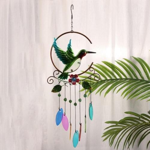 Wind Chimes Hanging Decorations Suncatcher Hummingbird Pattern Micro Landscape Glass Rainbow Maker for Home Garden