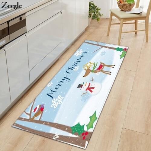 Zeegle Christmas Carpet Living Room Floor Rug Long Rectangle Kitchen Carpet Anti Slip Hallway Carpet Flannel Kids Room Area Rug