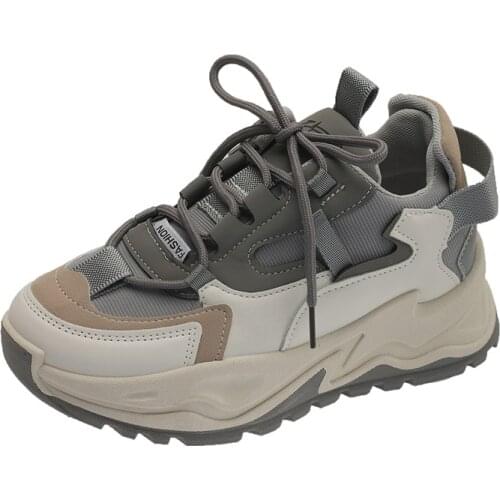 Womens Sneakers 2021 Spring Autumn Breathable Platform Sports Shoes Patchwork Sneakers Comfortable Lace-Up Vulcanized Shoes