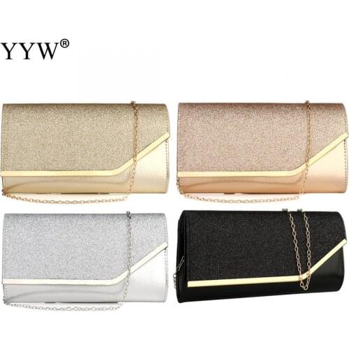 2020 WomenS Glitter Black Wedding Purse Shimmer Envelope Gold Chain Bag Ladies Sequins Evening Party Prom Clutch Bag Handbag